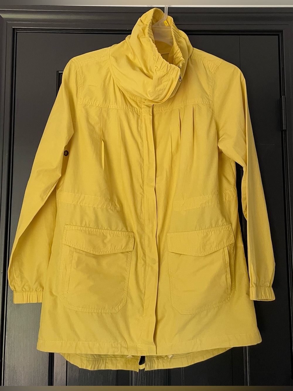 Eileen Fisher Yellow Organic Cotton Nylon Hooded Anorak Jacket